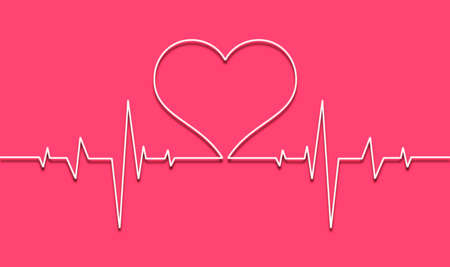 white heartbeat, heart rate line, medicine concept, illustrationの写真素材