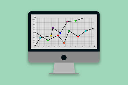 Colored business graph on a computer screen, illustrationの写真素材
