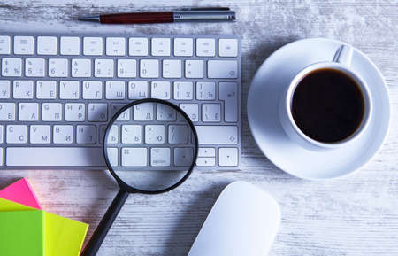 coffee magnifier keyboardの写真素材