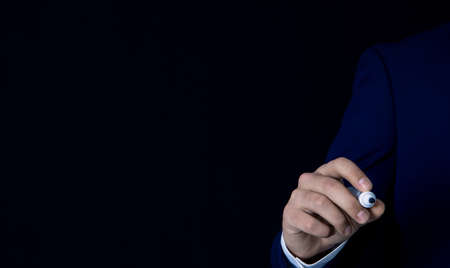 businessman writing screen