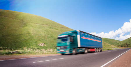 truck rides on the highway. transportationの写真素材