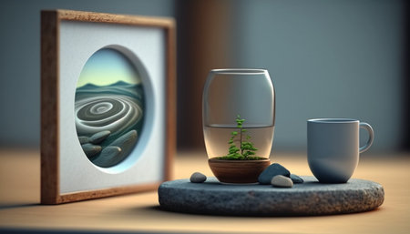 cup of coffee on the table, generative aiの素材