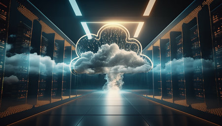 Illustration of cyber protection, cloud, generative aiの素材