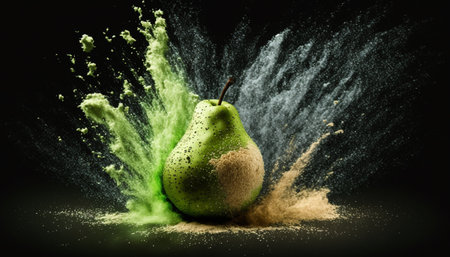 pear, splash of bright colors, generative aiの素材