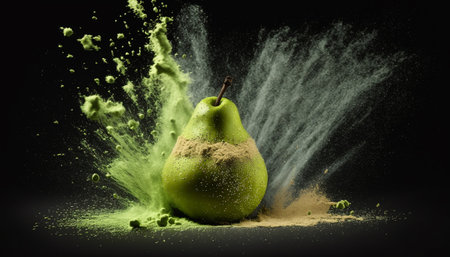 pear, splash of bright colors, generative aiの素材