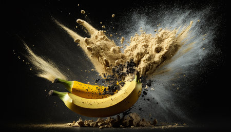 banana, splash of bright colors, generative aiの素材