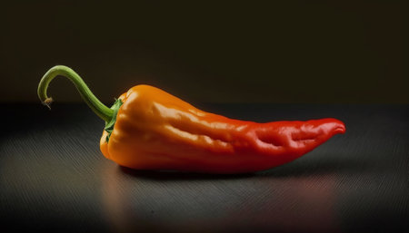 hot chili peppers on the table, black background, generative aiの素材