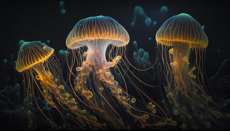 flock of jellyfish, generative aiの素材