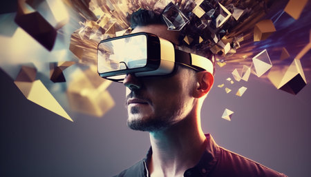 man in VR glasses, generative aiの素材