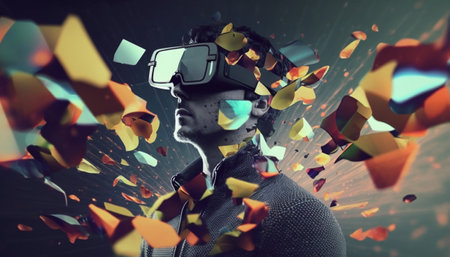 man in VR glasses, generative aiの素材