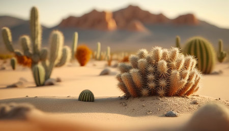beautiful cactus in the desert. Generative AI illustratorの素材