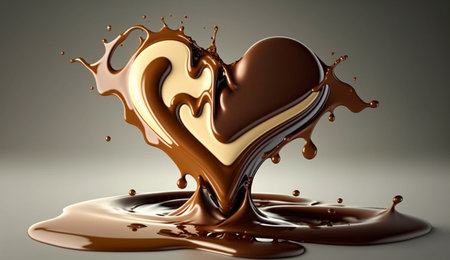splash of chocolate in the form of a heart. Generative AI illustratorの素材