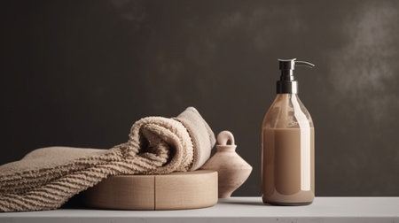Shampoo for hands and towel. Generative AI illustratorの素材
