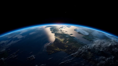 planet earth at night from afar. Generative AI illustratorの素材