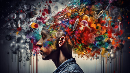 abstract creative background with a brain, generative aiの素材