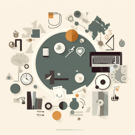 vector illustration of a set of different business and finance icons, generative aiの素材