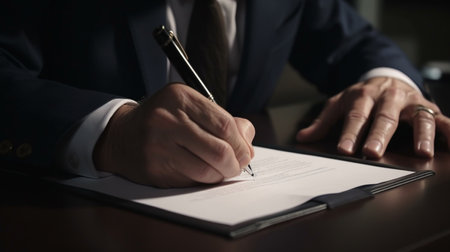 male lawyer signing contract, generative aiの素材