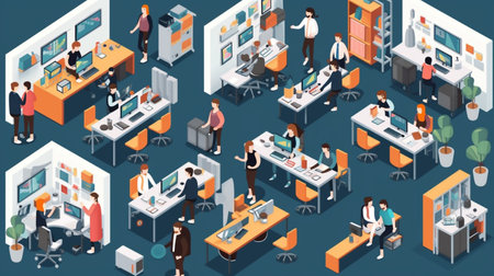 business people working in office, generative aiの素材