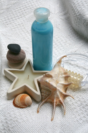 Still-life with needs for bathの写真素材