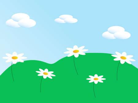 The meadow with white flowersのイラスト素材