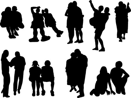 Silhouettes of the couplesのイラスト素材