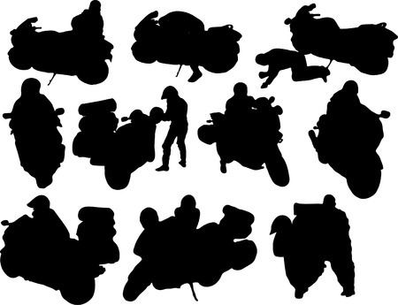 Silhouette of motobikersのイラスト素材
