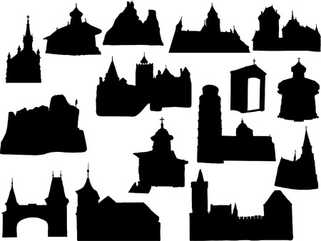 Silhouette of the historic buildingsのイラスト素材