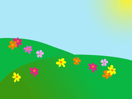 Abstract summer meadow with flowersのイラスト素材