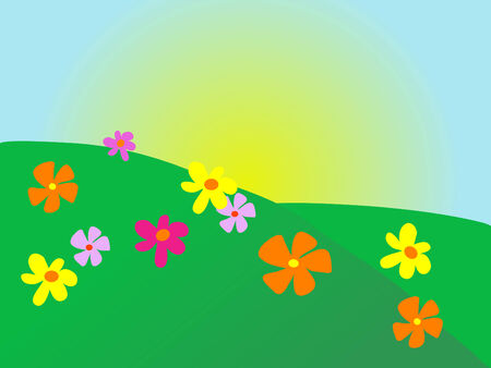 Abstract summer meadow with flowersのイラスト素材