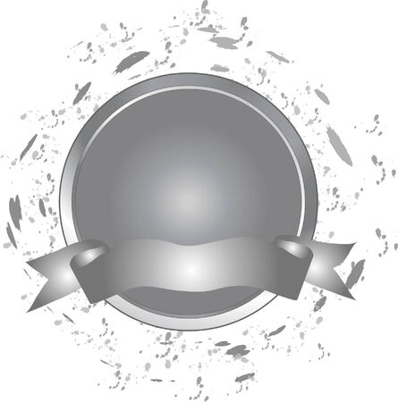 Grey glass button with bannerのイラスト素材