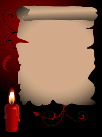 Parchment with the red candleのイラスト素材