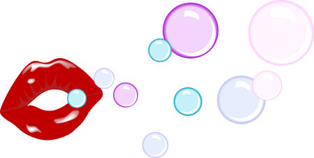 Beautiful red lips with bubblesのイラスト素材