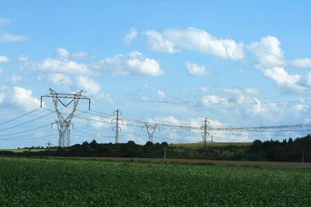 Electric main on the blue cloudy background