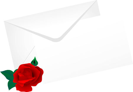 Envelope with red rose - vector illustrationのイラスト素材