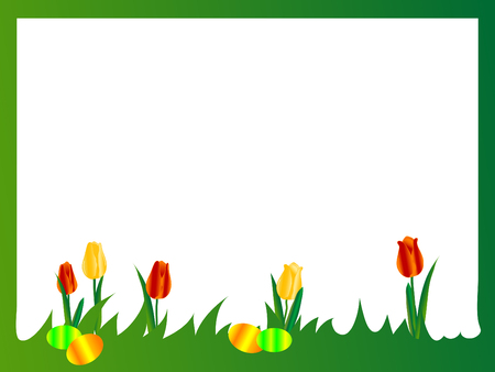 Easter frame with tulips and eggsのイラスト素材