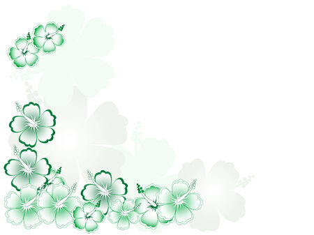Abstract green background with hibiscusのイラスト素材