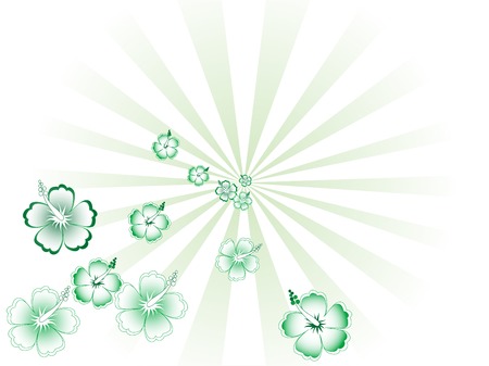Abstract green background with hibiscusのイラスト素材