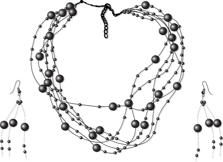 String of black pearls - vector illustrationのイラスト素材