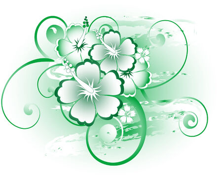 Abstract floral background with hibiscusのイラスト素材