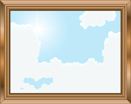 Wooden frame with blue skyのイラスト素材