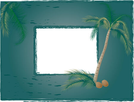Vector photo frame with palmsのイラスト素材
