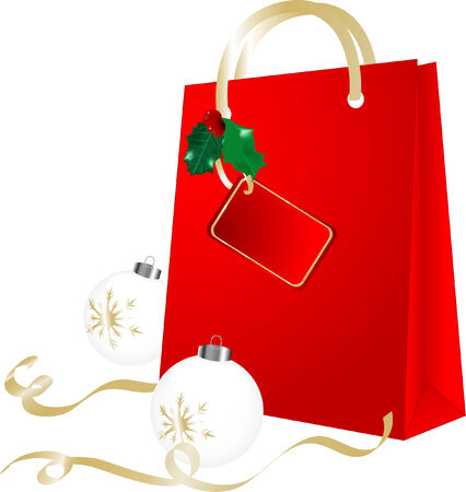 Shopping bag and christmas balls - vector illustrationのイラスト素材