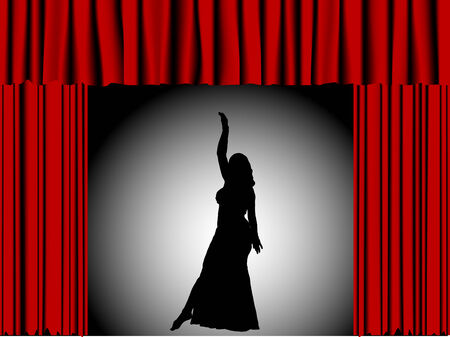 Silhouette of dancing girl in theaterのイラスト素材