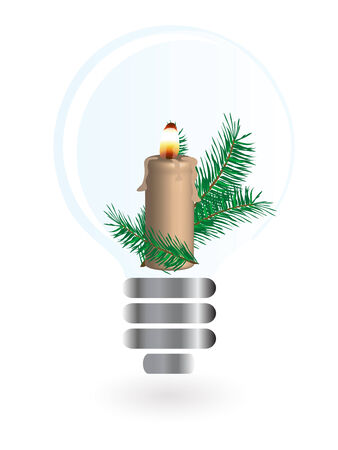 Lightbulb with golden christmas candleのイラスト素材