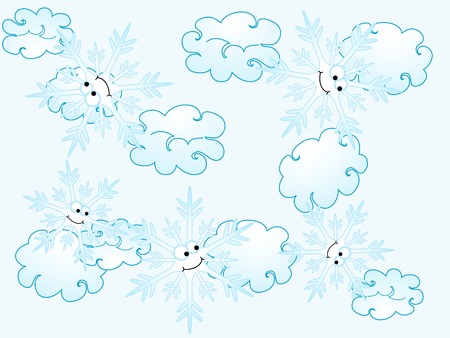 Blue snowflakes pattern - vector backgroundのイラスト素材