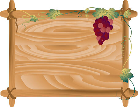 Wooden frame with grapevine - vector illustrationのイラスト素材