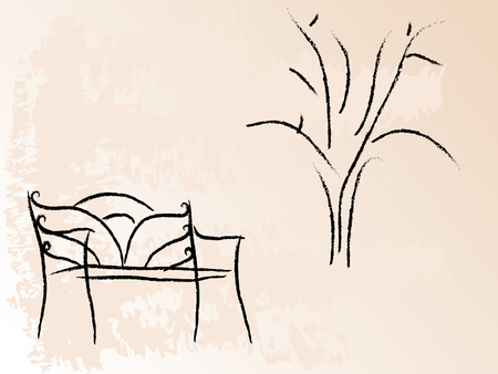 Bench and treeのイラスト素材