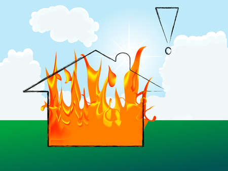 Home on meadow - vector illustrationのイラスト素材