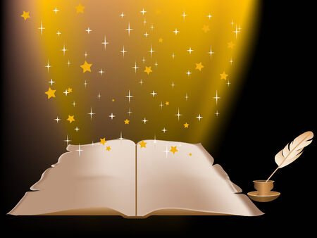 Abstract magic background with bookのイラスト素材
