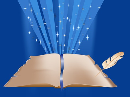 Abstract magic background with bookのイラスト素材